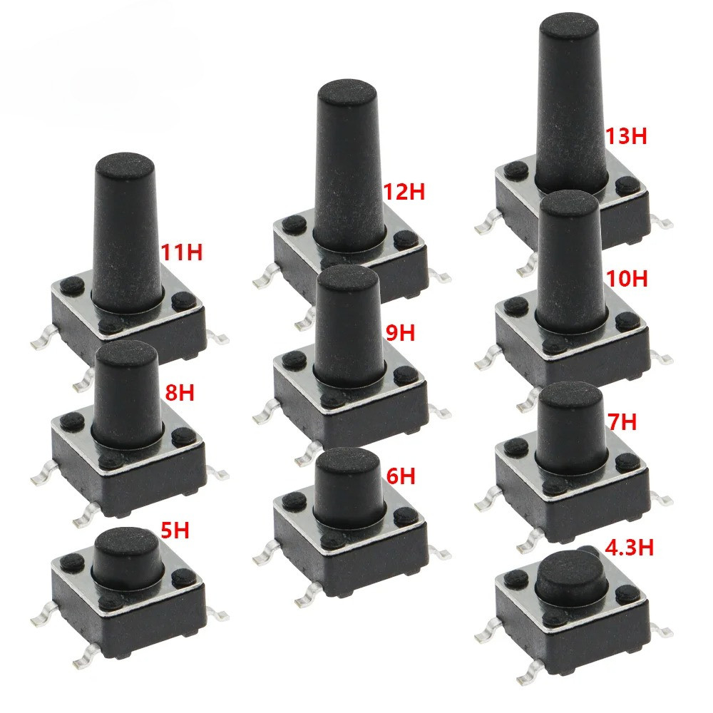 50PCS SMD สวิทช์ 6*6*4.3 มม. 5/6/7/8/9/10/11/12/13/14/17 6X6 4Pin Tactile Tact ปุ่มกด Micro Switch Self-reset สวิทช์