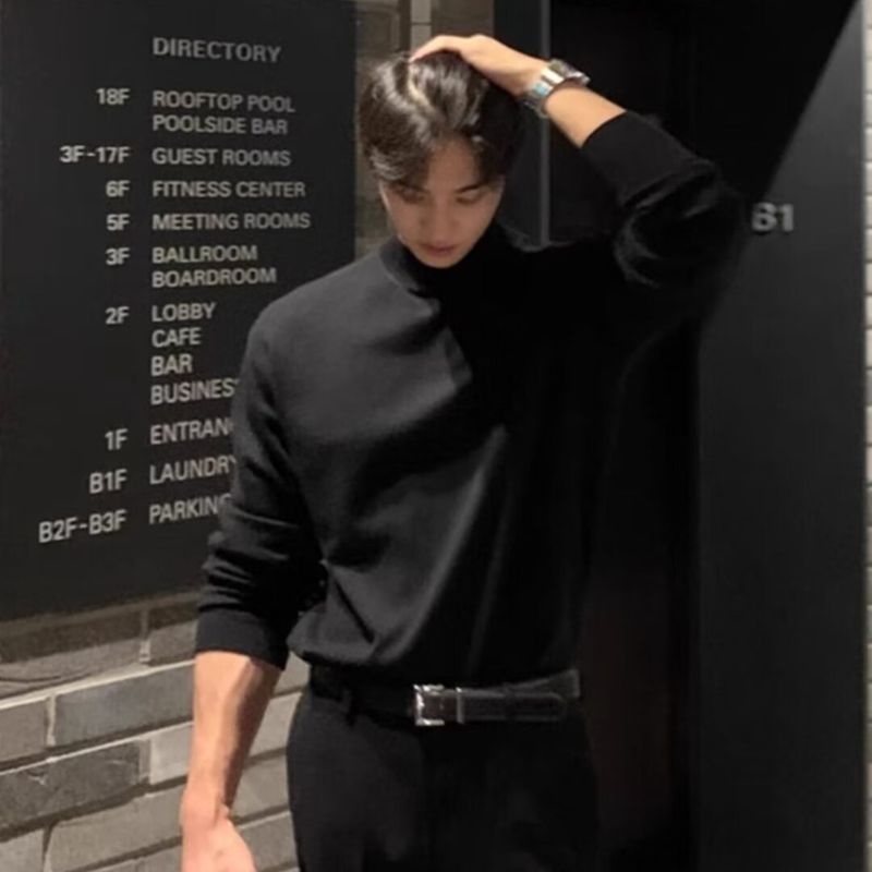 SEACHENIC เสื้อไหมพรมผู้ชาย สไตล์เกาหลี แบบปกม็อก สวมใส่สบาย สำหรับทุกวัน — صورة 6