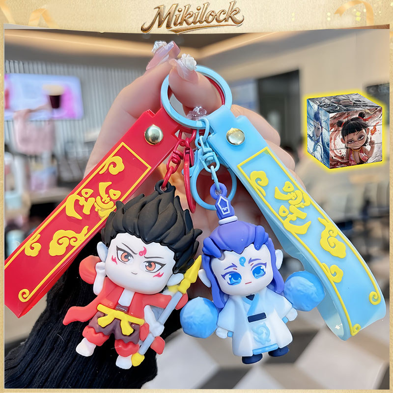 Nezha AoBing Series พวงกุญแจการ์ตูนกระเป๋าเป้สะพายหลังจี้ Nezha AoBing ปริศนา Cube สําหรับเด็ก