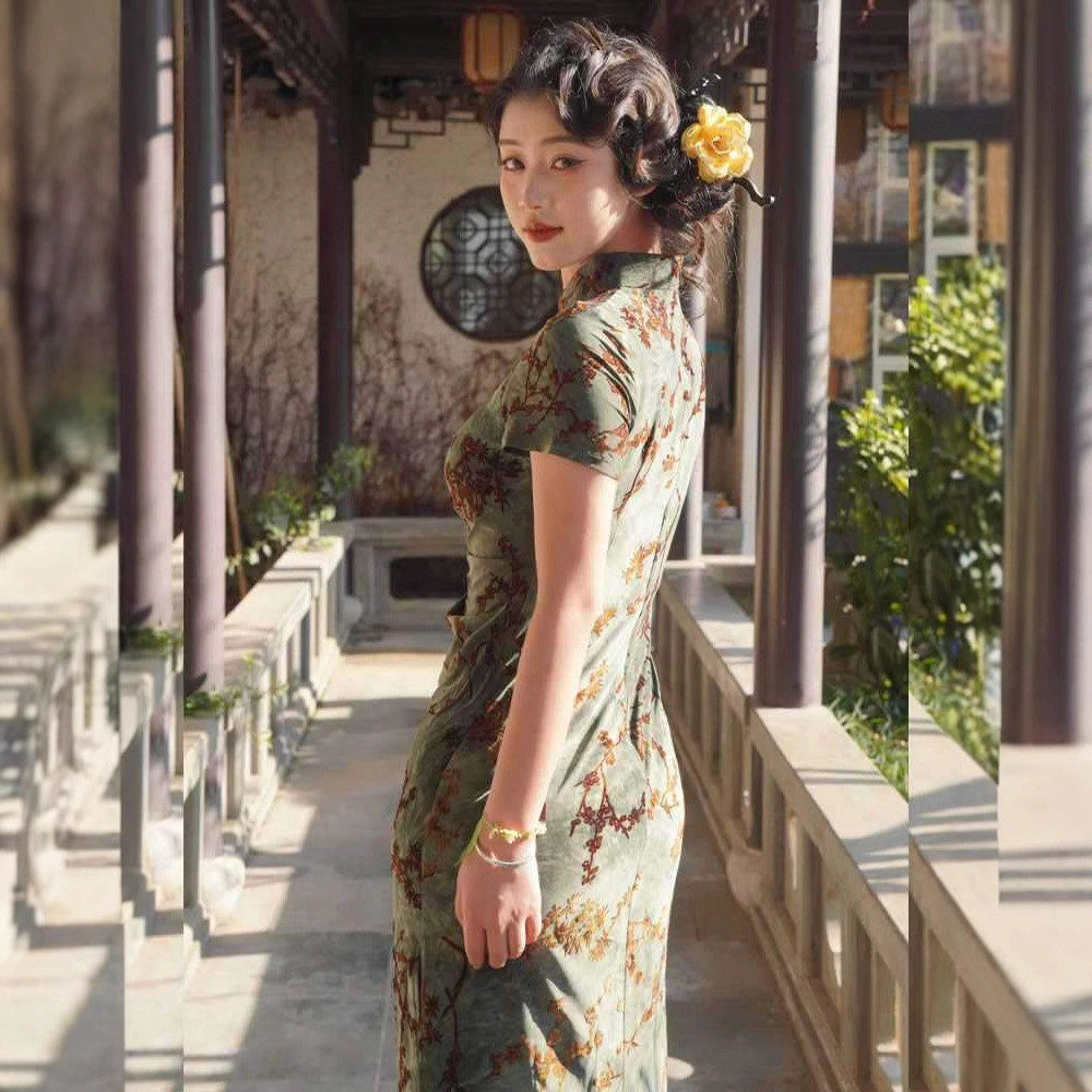 ชุดกี่เพ้าสั้นสไตล์หลอดย้อนยุค อเนกประสงค์ Yifan