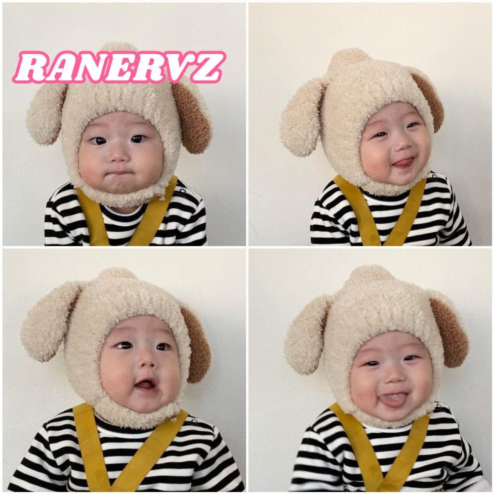 RANERVZ หมวกไหมพรมนุ่มสำหรับเด็กอายุ 4-24 เดือน ออกแบบหูกระต่ายการ์ตูน ป้องกันลมและปกป้องหูในฤดูหนาว