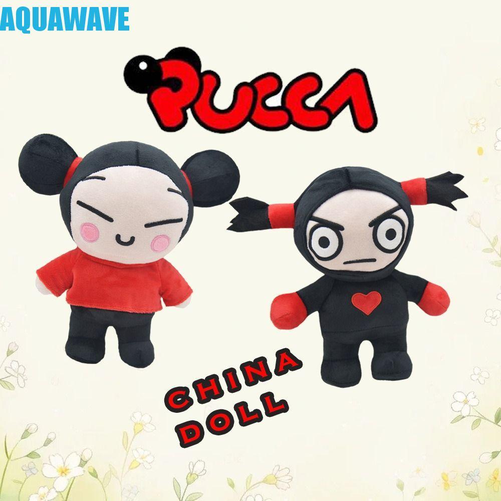 AQUAWAVE ของเล่นตุ๊กตาสไตล์จีน, Pucca & Garu รุ่น Q อะนิเมะตุ๊กตา, โซฟาตกแต่งหางม้าคู่ Soft Bun ตุ๊ก