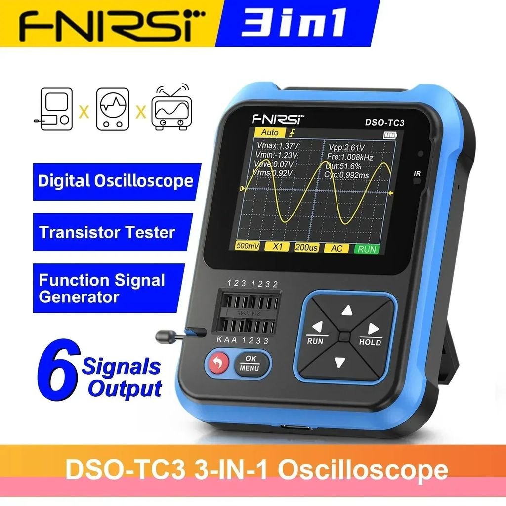 FNIRSI Digital Oscilloscope DSO-TC3 ฟังก์ชั่นสัญญาณเครื่องกําเนิดไฟฟ้าทรานซิสเตอร์ DSO TC3 มัลติฟังก