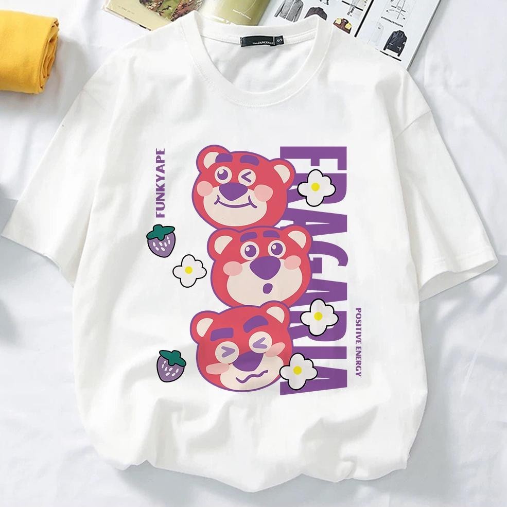 เสื้อยืดคุณภาพพรีเมียม 100% คอตตอน 220g เสื้อยืดตุ๊กตาหมีสตรอเบอร์รี่ Xs-3xl เสื้อยืดผู้หญิง Toy R U