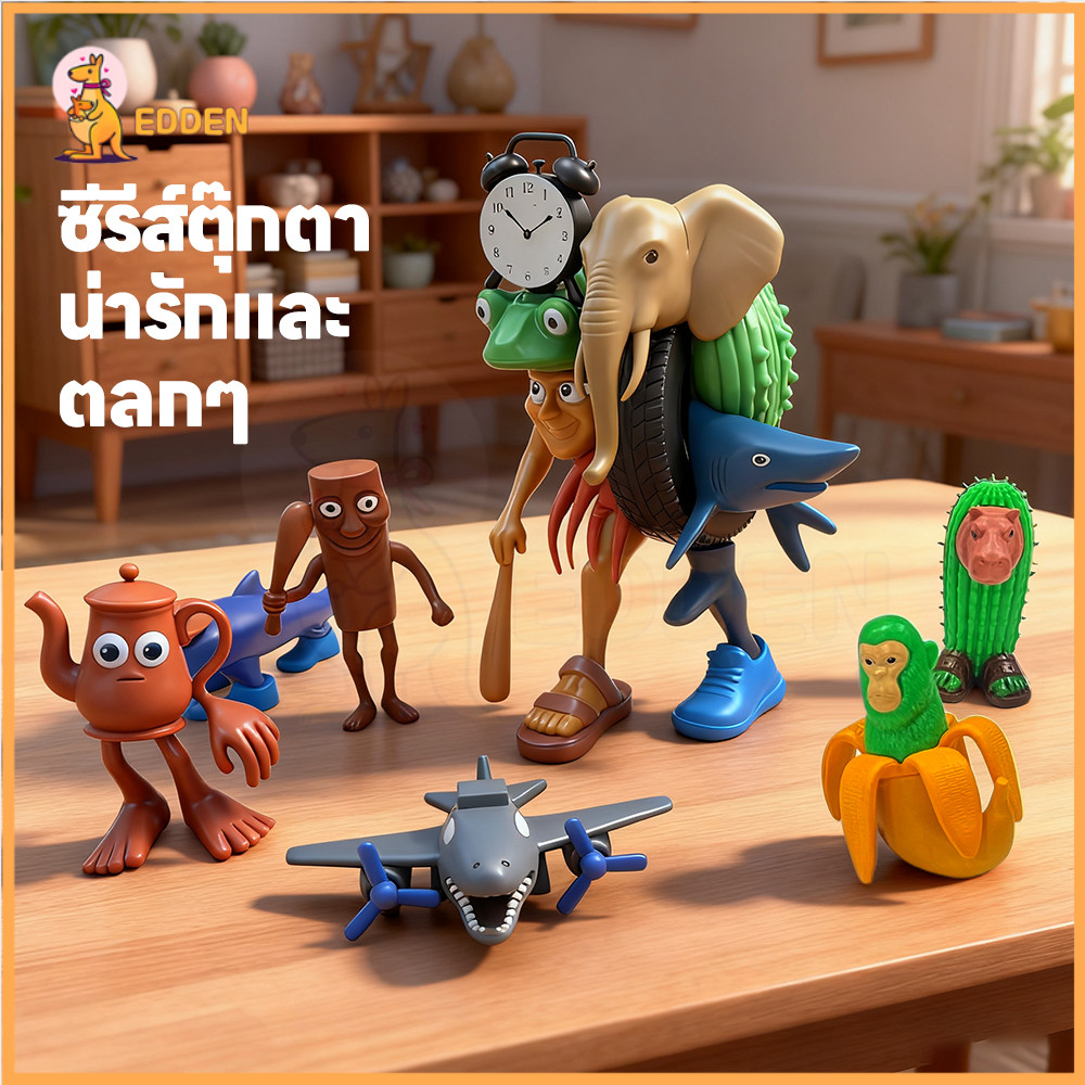 EDDEN Tung Tung Sahur ของเล่นสก์ท็อป ของเล่น Brainrot เครื่องประดับ Action Figure เดสก์ท็อปตกแต่ง ขอ