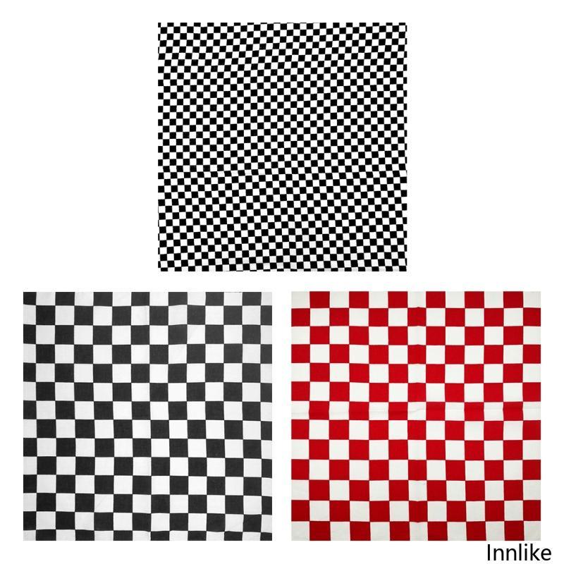INN Unisex Cotton Hip Hop Bandana Checkered Plaid Print Hair Band Square Scarf