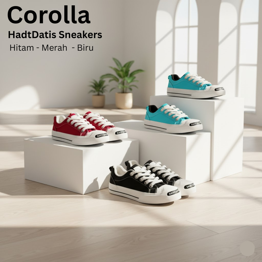 COROLLA รองเท้าผ้าใบผู้หญิงแบบผูกเชือกผ้าแคนวาส แฟชั่น Smiler นุ่ม น้ําหนักเบา - รองเท้าผ้าใบ HttDat