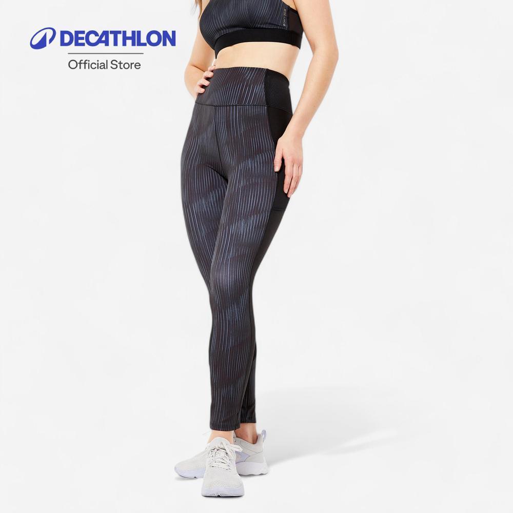 Decathlon Women'S Fitness Leggings With Phone Pocket กางเกงเลกกิ้งฟิตเนสมีกระเป๋าใส่โทรศัพท์สำหรับผู้หญิง - Black