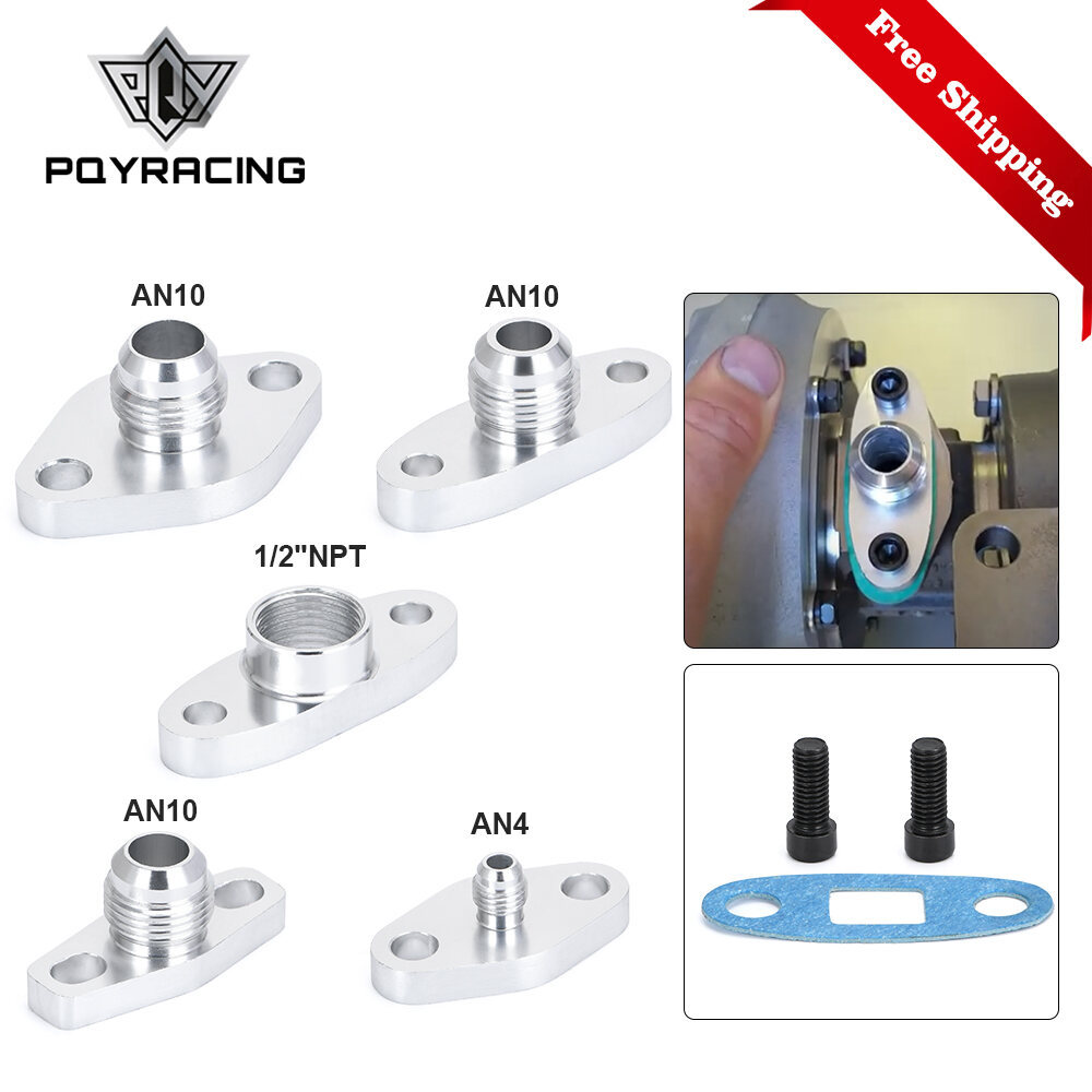 AN4/10 1/2 "NPT Turbo น้ํามันป้อน/ท่อระบายน้ํา Outlet หน้าแปลนอะแดปเตอร์ชุด w/ปะเก็นสําหรับ T3 T4 T2