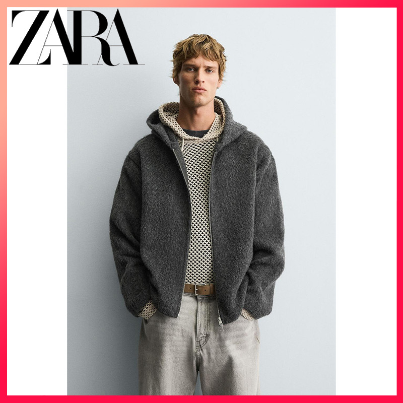 แจ็คเก็ตขน ZARA สำหรับผู้ชาย แบบหลวมๆ สวมใส่ง่าย สำหรับฤดูหนาวปีนี้