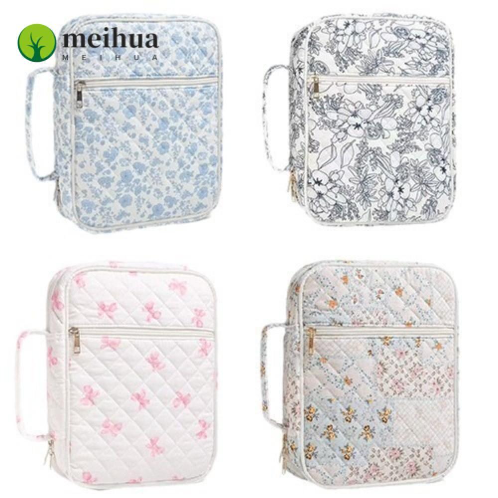 MEIHUA Bible Cover Bag, Zipper Pocket Floral Design Bible Cover, Handle Bible Journaling Kit Church