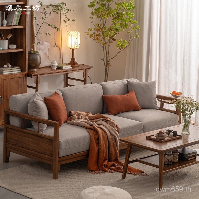 ห้องรุ่นโซฟามุมเฟอร์นิเจอร์เก่า Elm ไม้เนื้อแข็งโมเดิร์น Simple Combination ห้องนั่งเล่น 9W ไม้ Conc