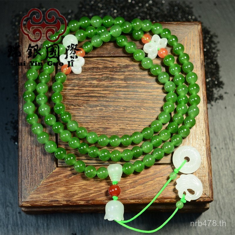 สร้อยข้อมือหยกธรรมชาติ Jasper จำนวน 108 เม็ด พร้อมอุปกรณ์เสริม Hetian DIY แบบง่ายๆ AY5T