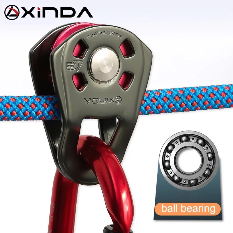 XINDA Professional ขนาดเล็กเดี่ยวรอกเกียร์ Ball Bearing Mountaineering Rock Climbing Zipline Travers