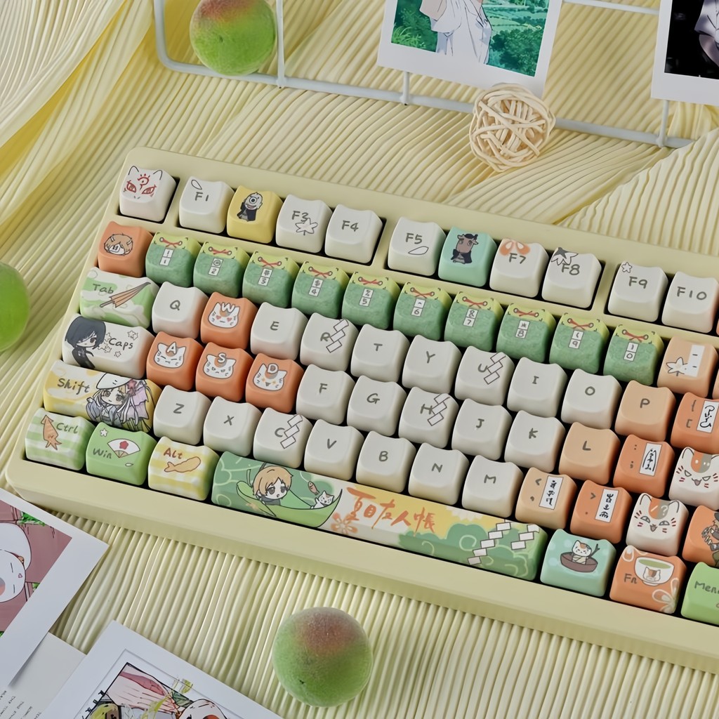 หนังสือของ Natsume ของเพื่อน MAO Profile 130 คีย์ PBT Keycaps 5-Side Dye Sublimation สําหรับคีย์บอร์ดแบบกลไก