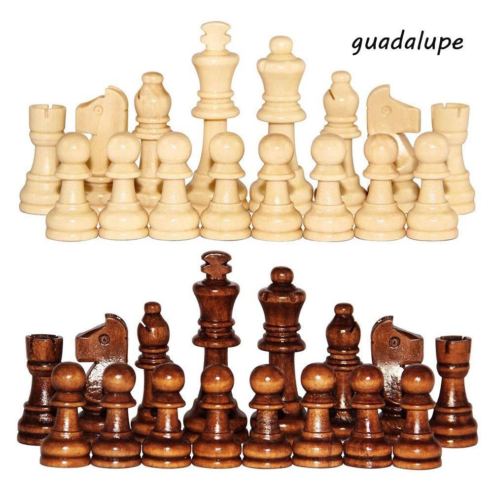 GUADALUPE 32PCS Word Chess Set, 2.2 in International Wooden Chess, Staunton พร้อมแผ่นป้องกัน Delicat