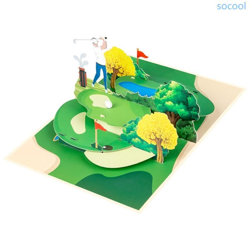 Soc* Golf Popup Card Golf Birthday Card Father Day Popup Card 3D Popup Sports Greeting Card for Husb