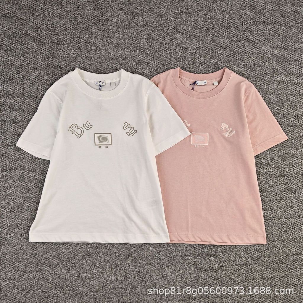 Original Label BBR ลายตัวอักษรเย็บปัก ออกแบบทันสมัย รอบคอยาวเสื้อยืดแขนสั้น เหมาะสมกับทุกโอกาส