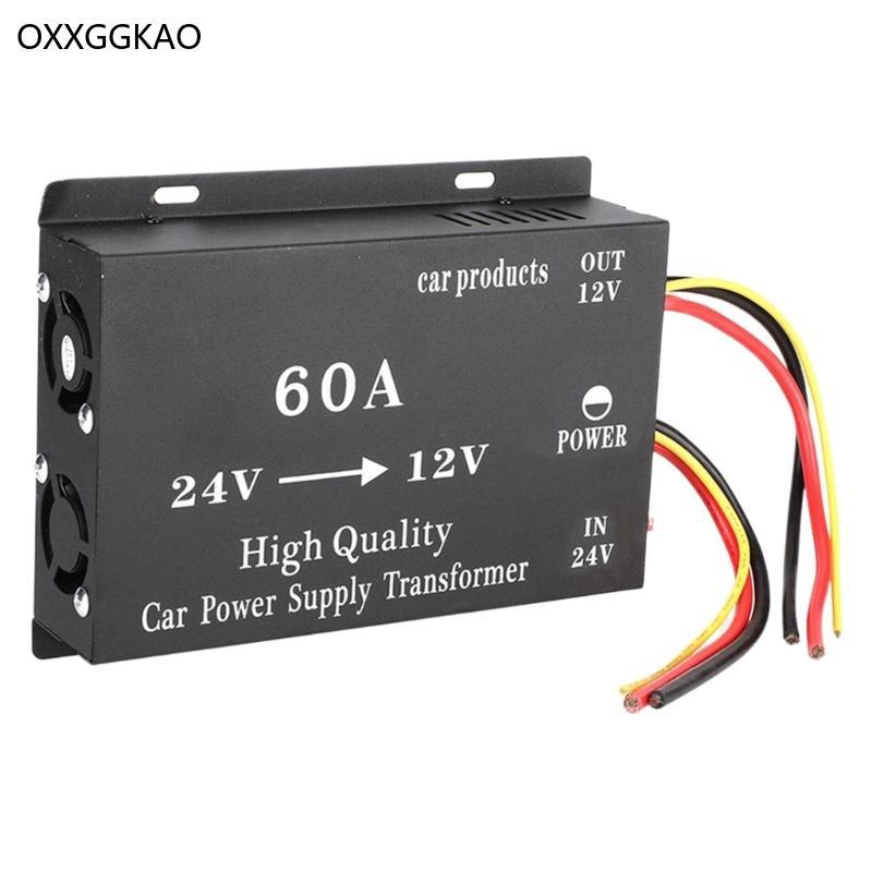 OXXGGKAO 24V ถึง 12V 60A Converter Power Vehicle Power Supply ลดแรงดันไฟฟ้าอัตโนมัติป้องกันสําหรับรถ