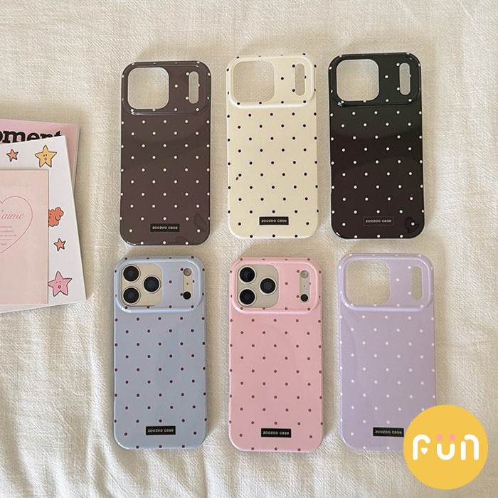 เกาหลีสีบริสุทธิ์ Polka Dot IMD โทรศัพท์มือถือสําหรับ iPhone 17 16 15 14 Pro Max 13 iPhone17 Anti-Scratch ปกหลัง Big Hole Hard ปลอก ราคา ถูกที่สุด ดีลบีเคเค แกลเลอรีภาพที่ 2