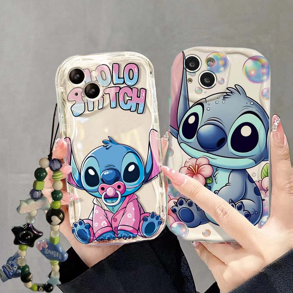 สําหรับ Samsung Galaxy S23 Ultra S21 Plus S23FE S21FE S20FE F06 น่ารัก Stitch สายรัดข้อมือซิลิโคนนุ่