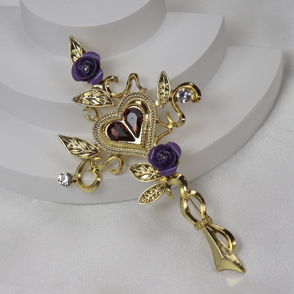 ยุคกลางอุตสาหกรรมหนักวินเทจ Dark Night Rose โอ้อวด LAC/roi Cross เข็มกลัดสร้อยคอจี้ Dual-ใช้เครื่องห