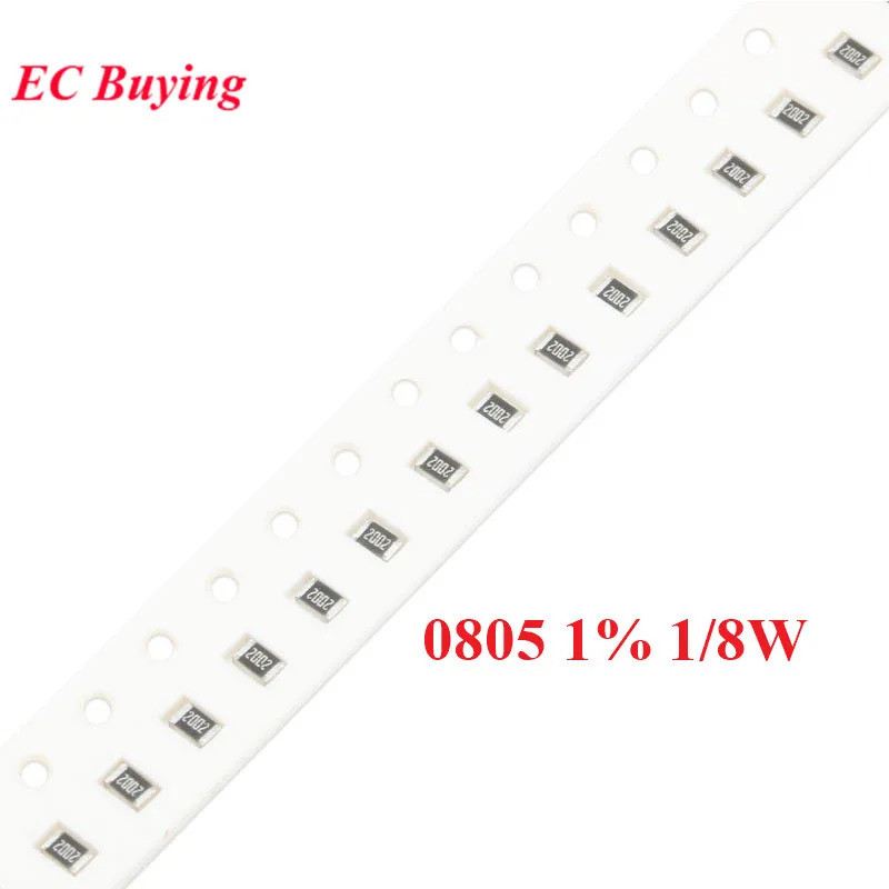 100 ชิ้น 1% 0805 ตัวต้านทาน SMD 0R ~ 20M 1/8W 0 0.1 1 10 100 150 220 330 โอห์ม 1K 2.2K 4.7K 10K 100K