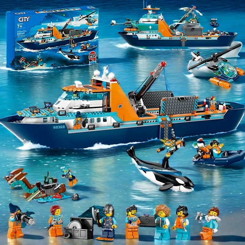 พร้อมสต็อกเข้ากันได้เมืองซีรีส์ขั้วโลกล้อ60368มหาสมุทรผจญภัยยักษ์ล้อเรือประกอบอาคารบล็อกรุ่นของขวัญ