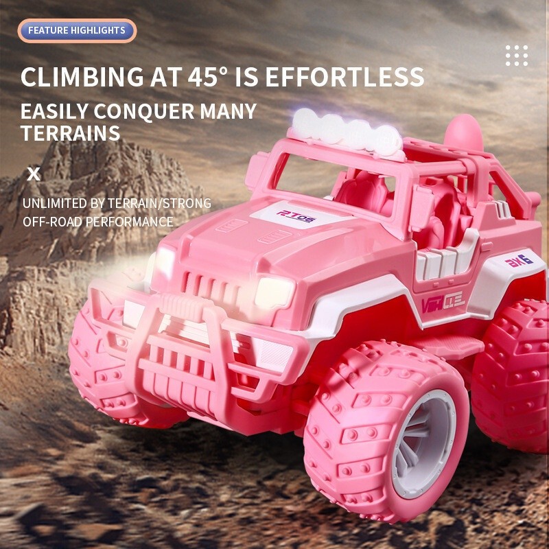 New RC Buggy Pink RC Car Charging Moving RC Climbing Car Kids Light Toy Car