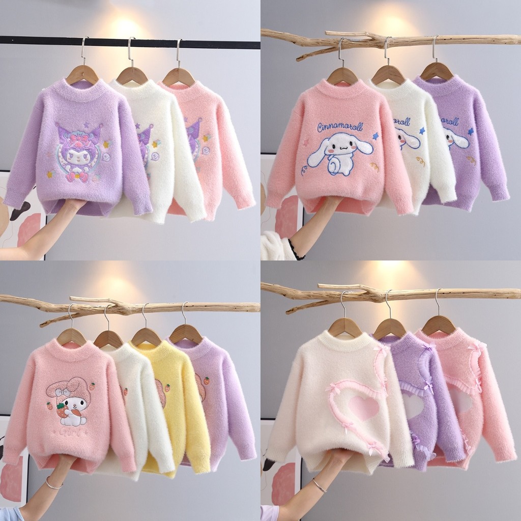 เสื้อกันหนาวสำหรับเด็ก ฤดูใบไม้ร่วงและฤดูหนาว เสื้อสวมหัวสำหรับเด็กผู้หญิง ออกแบบคล้ายขนแกะรอบคอ