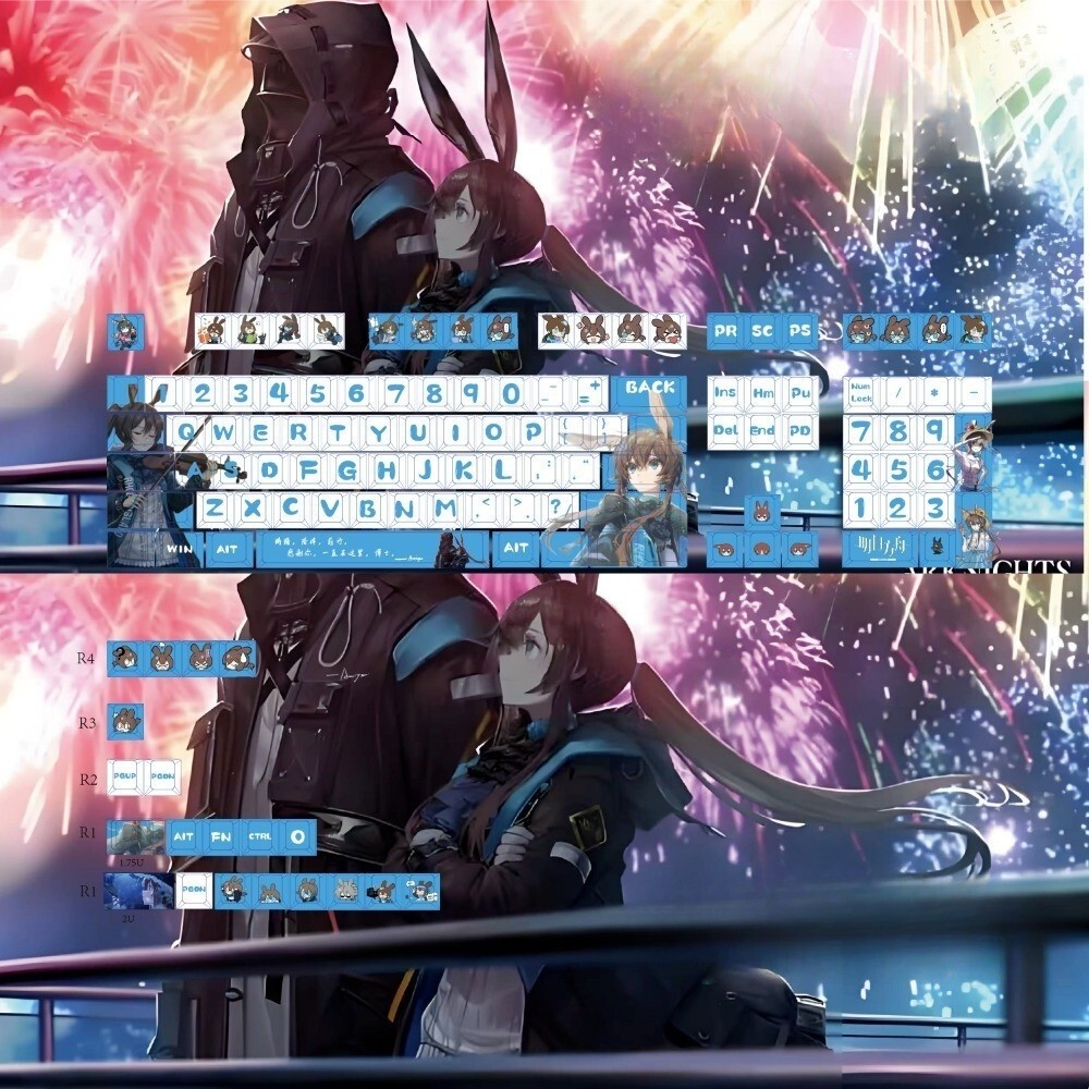 Amiya Keycaps 128 Keys Cherry Profile PBT Dye Sublimation Wooting60 MAD60 Aula F75 Keycaps Cool Crea