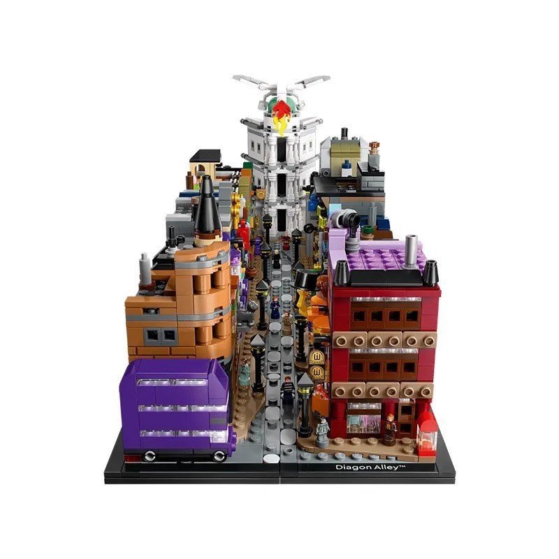 บล็อกตัวต่อเลโก้ที่เข้ากันได้ Harry 76444 Potter Diagonal Alley ประกอบอาคาร Street View ของเล่นเด็กข