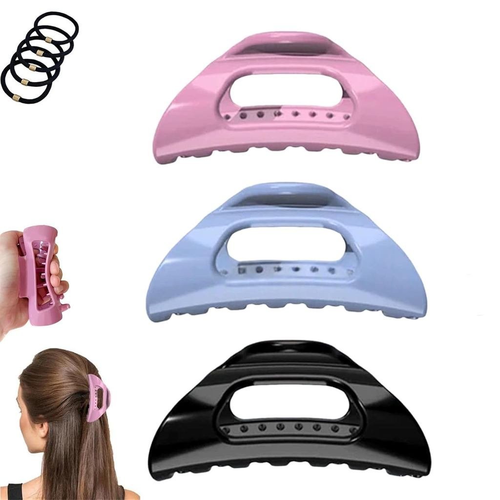 กรงเล็บติดผมแบบนุ่มและยืดหยุ่น มีด้ามจับแน่นหนัก สไตล์ The Cozy Clip (3 ชิ้น)