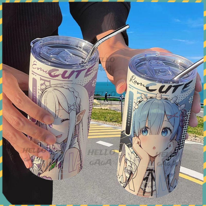 [ถ้วยกาแฟอนิเมะ] Zero-Starting Life in Another World Rem Thermos Cup with Straw Handy Cup Coffee Cup