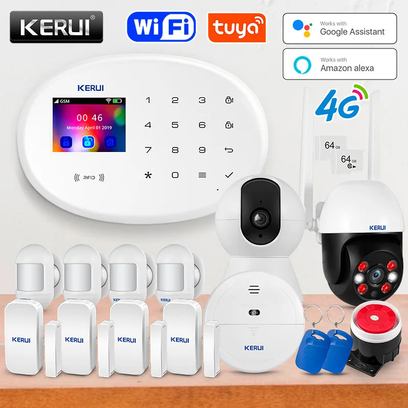 W204 4g Home Security Tuya สมาร์ทระบบเตือน Wifi Gsm Rifd App รีโมทคอนโทรลแผงสัมผัสขโมย Pir เซ็นเซอร์