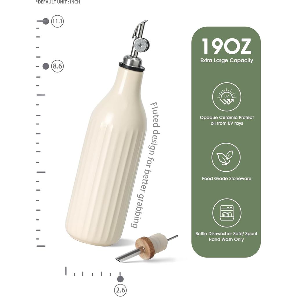 FE FUN ELEMENTS Olive Oil Dispenser Bottle, 19 oz Oil Dispenser for Kitchen and Vinegar Dispenser Bo
