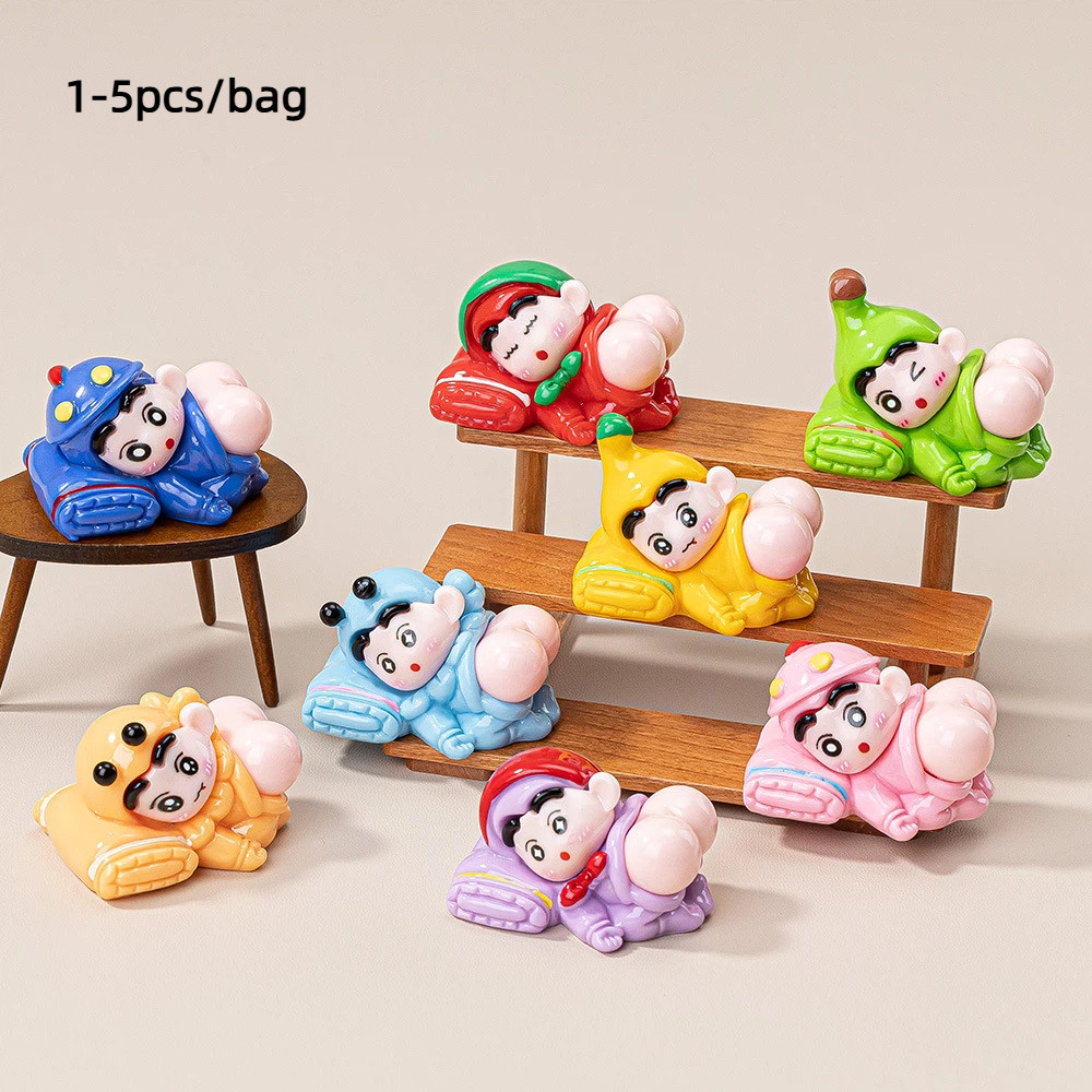 [16#][1-5pcs/bag]พวงกุญแจ Shin-Chan ตูดน่ารัก DIY เรซิ่น ของตกแต่งรถยนต์