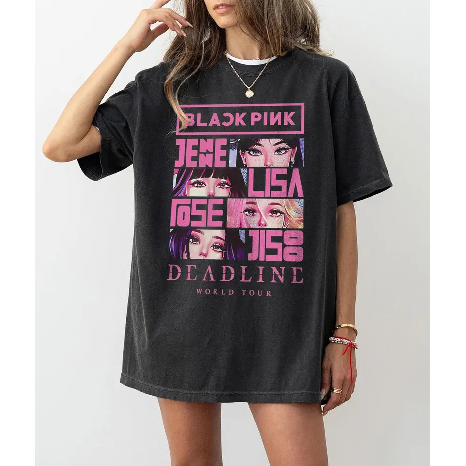 เสื้อยืด BlackPink Deadline World Tour Kpop ของขวัญคนรักดนตรี Deadline T เสื้อ S-5XL เสื้อยืดคอตตอน🎀