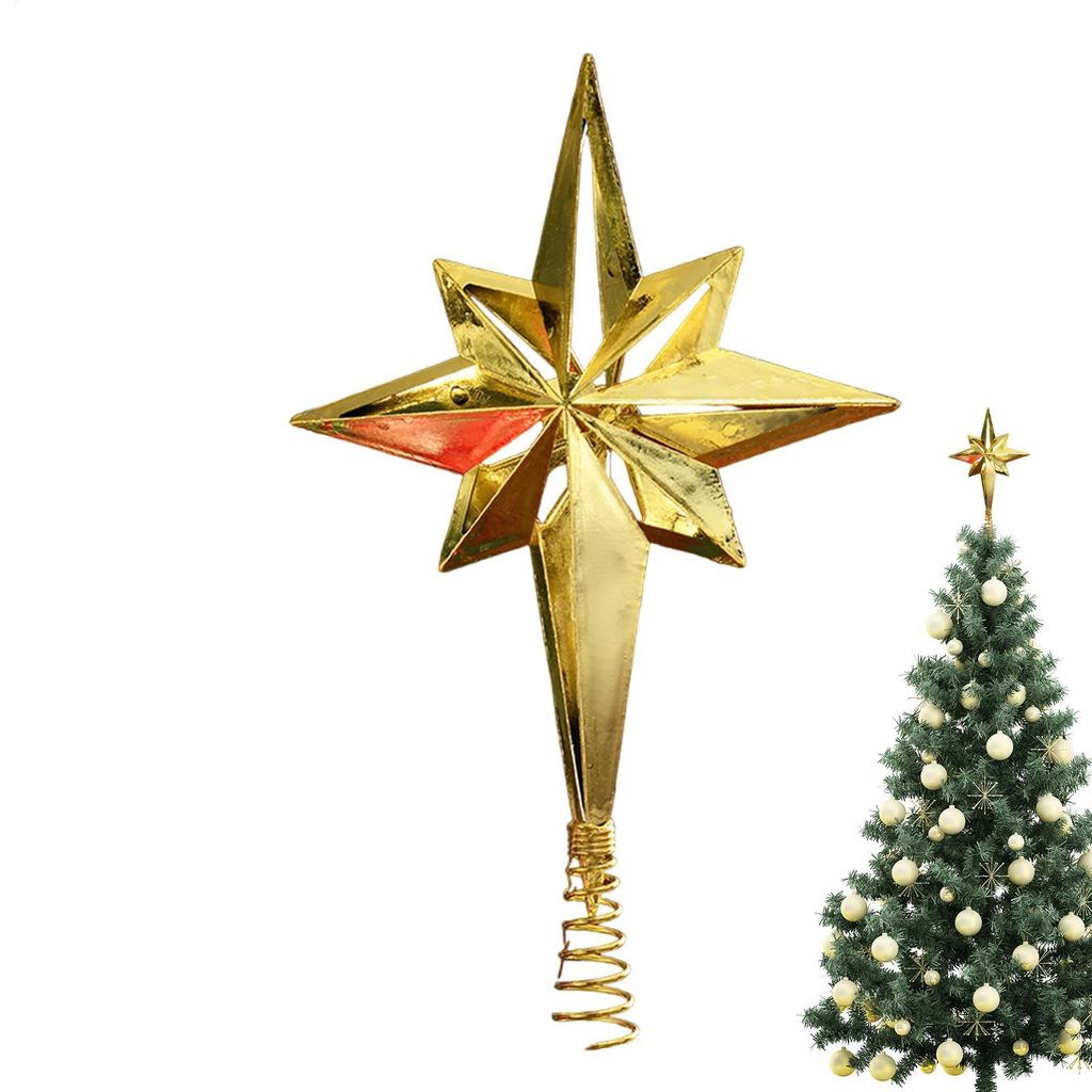 Christmas Star Tree Topper Christmas Tree Gold Decoration Gold 3D Topper Decoration for Home Bedroom