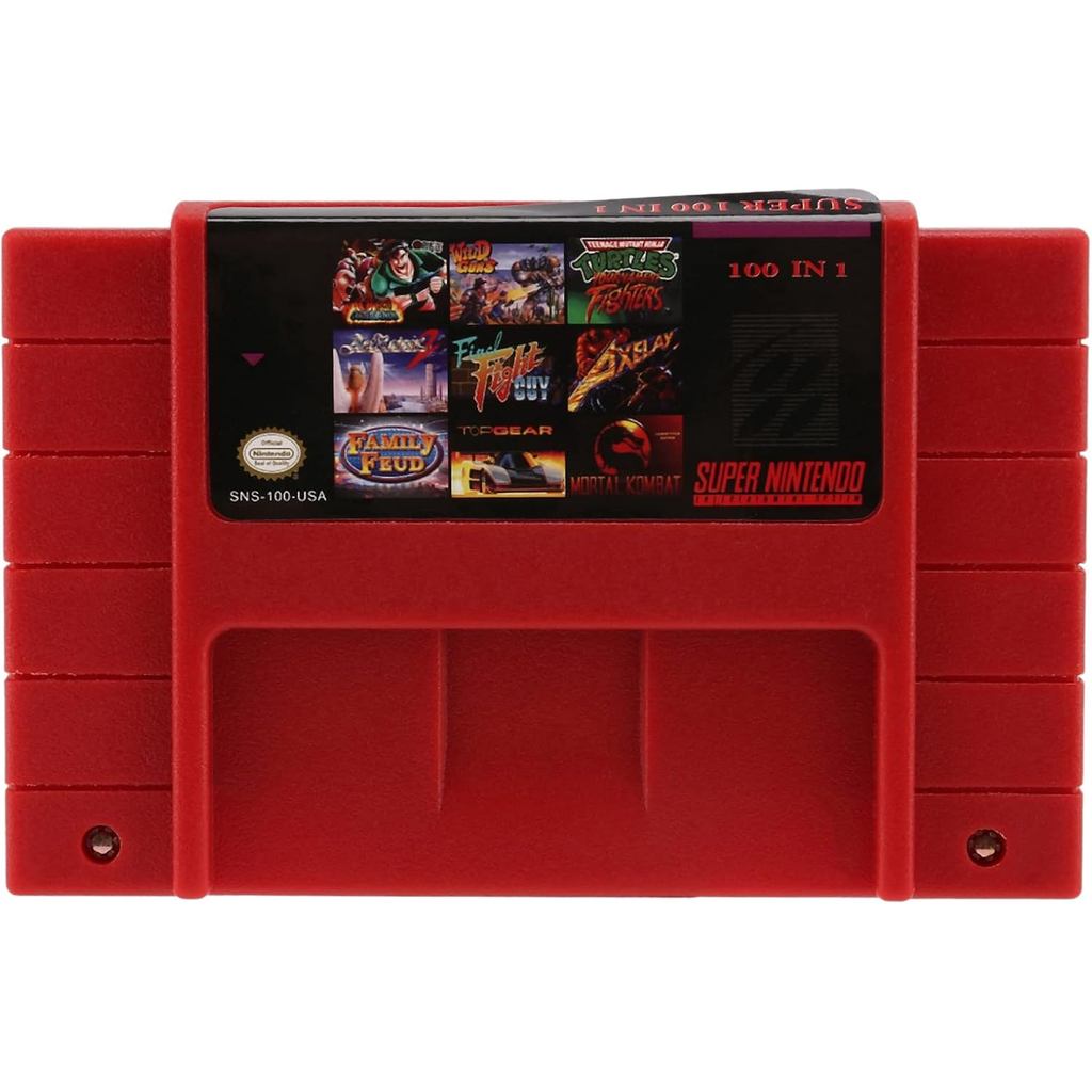 Spkaodngo สําหรับ SFC/SNES Super Game Card Snes การ์ดเกม 100 in One Red Shell Snes