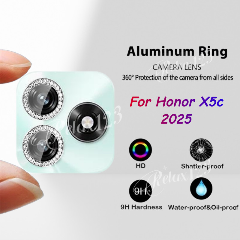สําหรับ Honor X5c 4G 2025 Max HD Glitter เพชรโลหะแหวนกล้องกระจกเลนส์สําหรับ Honor X5C X5c Plus Honor