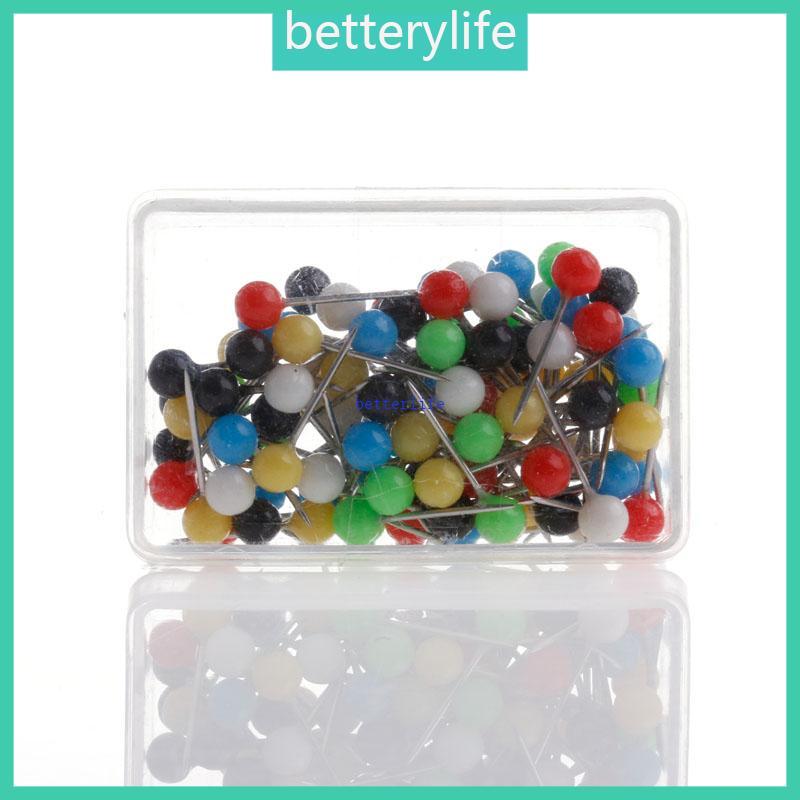 BTF 100 ชิ้น Dressmaking เย็บ Pin ตรง Pins รอบสําหรับไข่มุกสีหัว