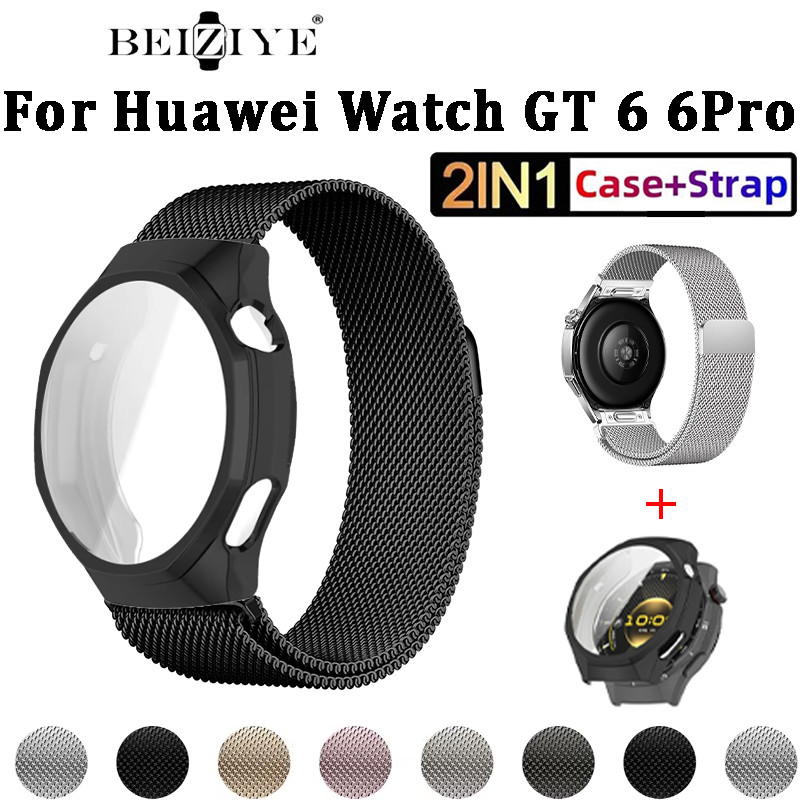 Quick Release สายโลหะ + TPU สําหรับ Huawei นาฬิกา GT 6Pro/5Pro 46 มม.สร้อยข้อมือแม่เหล็กสําหรับ Huawei นาฬิกา GT 6/5 กรณี