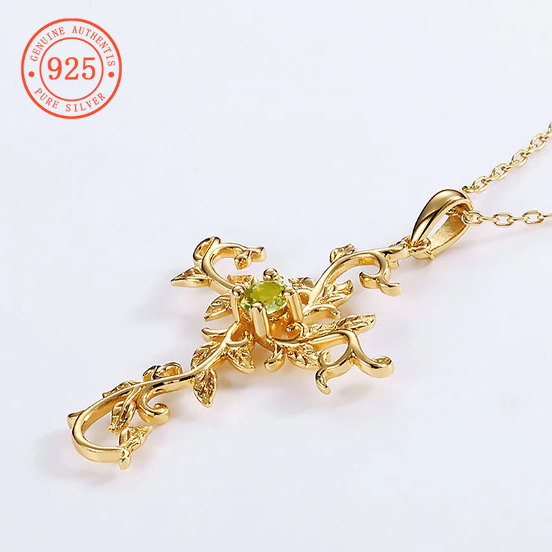 SHEFULI สร้อยคอไม้กางเขนดอกไม้บุคลิกภาพหรูหราเคลือบทองสําหรับผู้หญิง CSX664