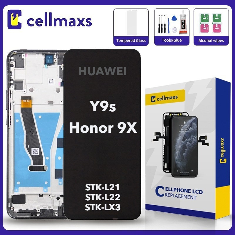 สําหรับhuawei Y9S HONOR 9X STK-LX1 STK-L21 STK-LX3 STK-L22 LCDหน้าจอสัมผัสพร้อมกรอบ