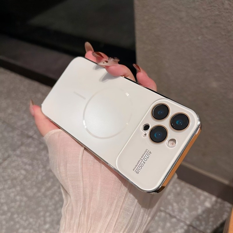 Large Window Glass lens/Matte AG hard case/สีชมพู เคส เข้ากันได้สำหรับ iphone 14 15 16 17 pro max เคสกันกระแทกผิวป้องกัน - รูปที่ 3