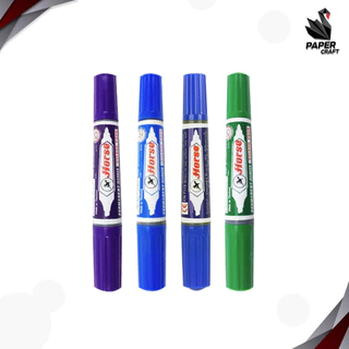 HORSE (ตราม้า) ปากกาเคมี มาร์กเกอร์ 2 หัว Twin-Pen Marker มีให้เลือก 12 สี กันน้ำ ( 1 ด้าม )