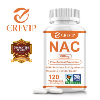 Grevip NAC, ผลิตภัณฑ์เสริมอาหารแคปซูลมังสวิรัติ 600 มก. พร้อมซีลีเนียมเสริมและโมลิบดีนัม - 30/60/120 แคปซูลผลิตในสหรัฐอเมริกา