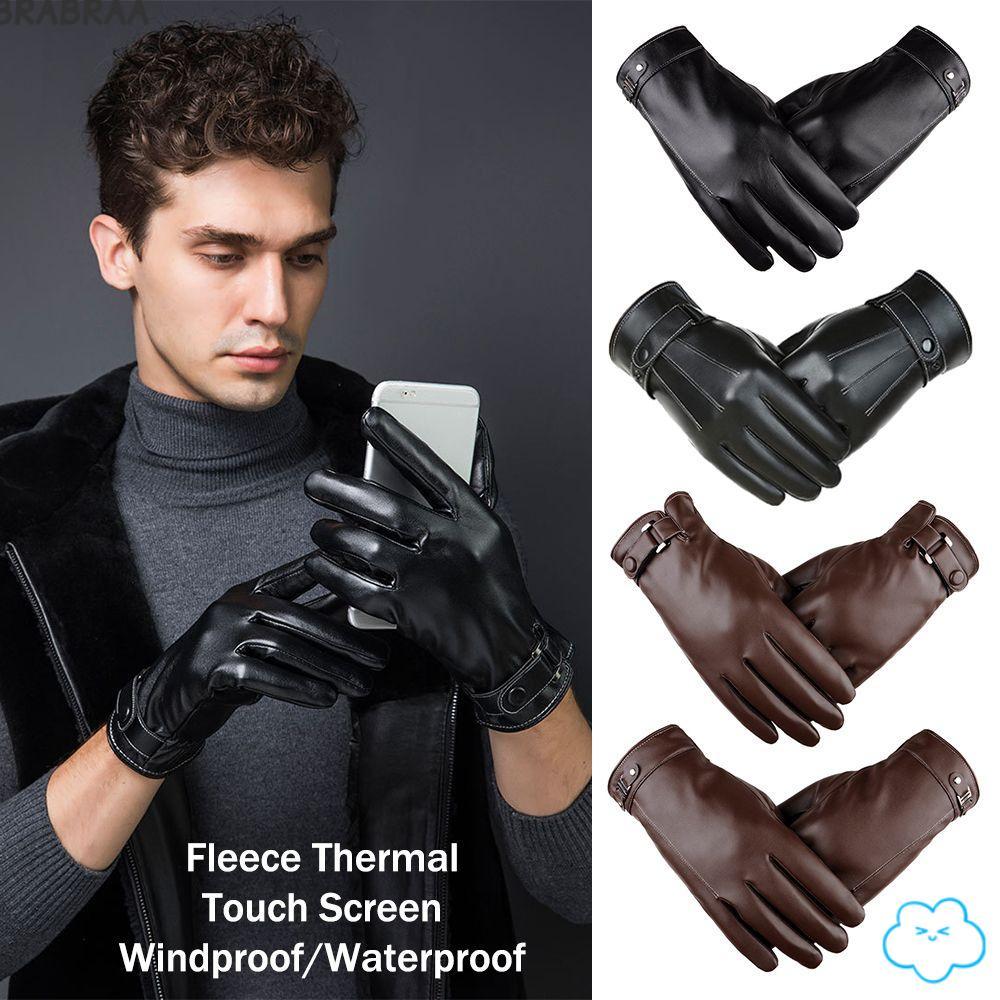 BRABRAA Fleece Thermal Full Finge Mens Winter Warm Driving Gloves