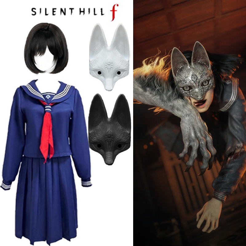 เกม Silent Hill คอสเพลย์ เครื่องแต่งกายสำหรับผู้ใหญ่ผู้หญิง แบบชุดนักเรียนญี่ปุ่น JK กับหน้ากากและวิ